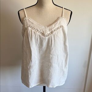 Women’s White Spaghetti Strap Lace-Trim Tank Top